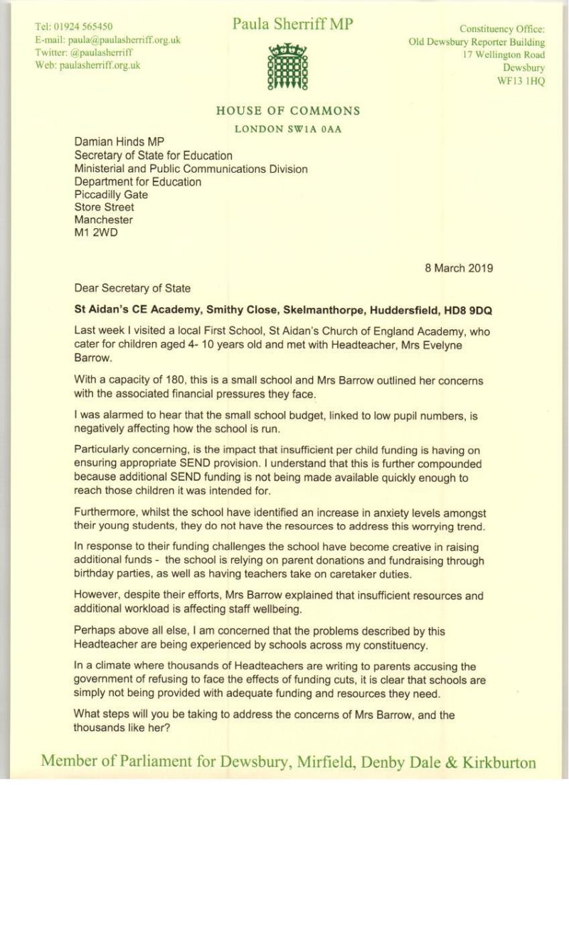 letter to Damian Hinds